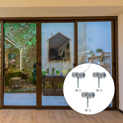ya 14 3 Pieces Double Wheel Trolley Assembly for Sliding Doors 46mm Dia 198lbs Load