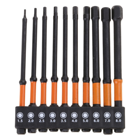 ya 26 10Pcs 1.5/2/2.5/3/3.5/4/5/6/7/8mm 1/4 Impacts Head Wrenches Drill Bit