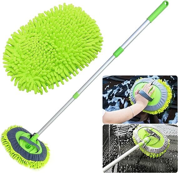 ya 5 8.7 Microfiber Car Wash Brush Mop Kit W/stretchable Long Handle Car Cleaning Green