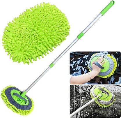 ya 5 8.7 Microfiber Car Wash Brush Mop Kit W/stretchable Long Handle Car Cleaning Green
