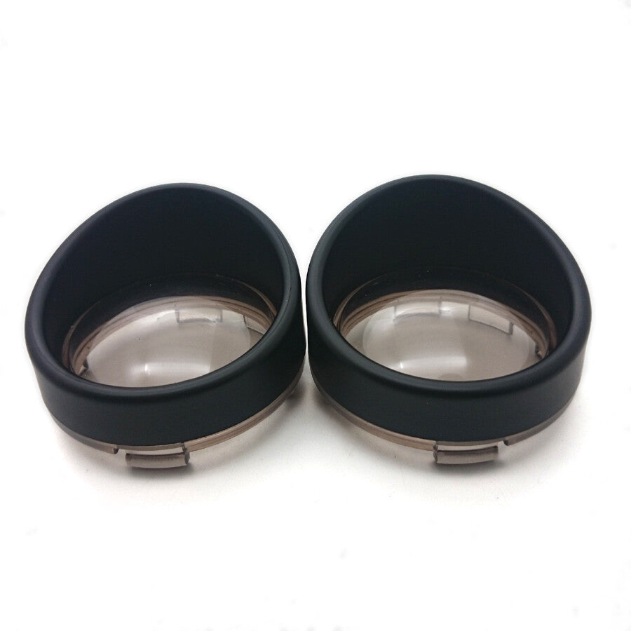 ya 1 7.2 Black Visor-Style Turn Signal Bezels With Smoke Lens for Harley Sportster