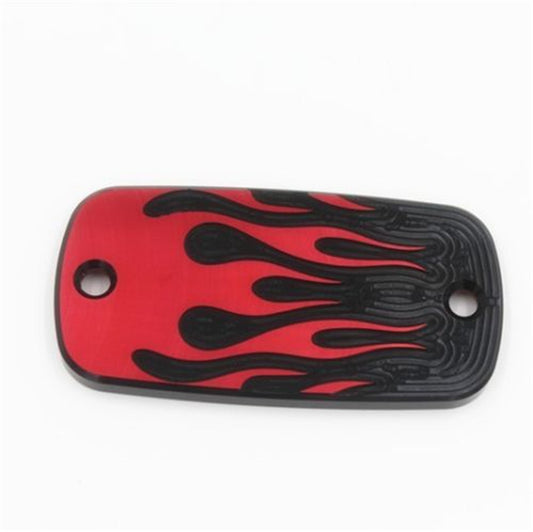 ya 4 6.17.2 Universal Red Flame Front Brake Fluid Cap For Chopper Cruiser Touring Motorcycle