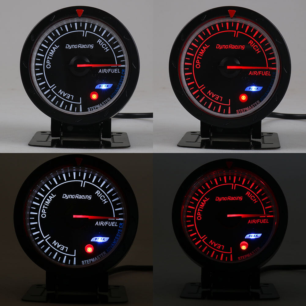ya 1 8.5.2 2.5 Inch 60mm Car Air Fuel Ratio Meter White and Red LED Tachometer Black Face Car Meter 