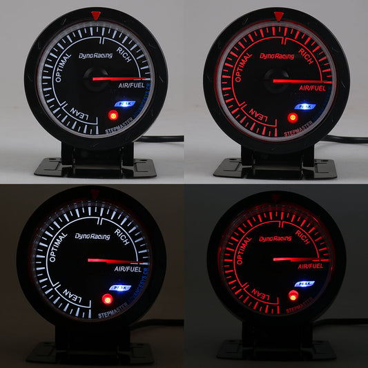 ya 1 8.5.2 2.5 Inch 60mm Car Air Fuel Ratio Meter White and Red LED Tachometer Black Face Car Meter 