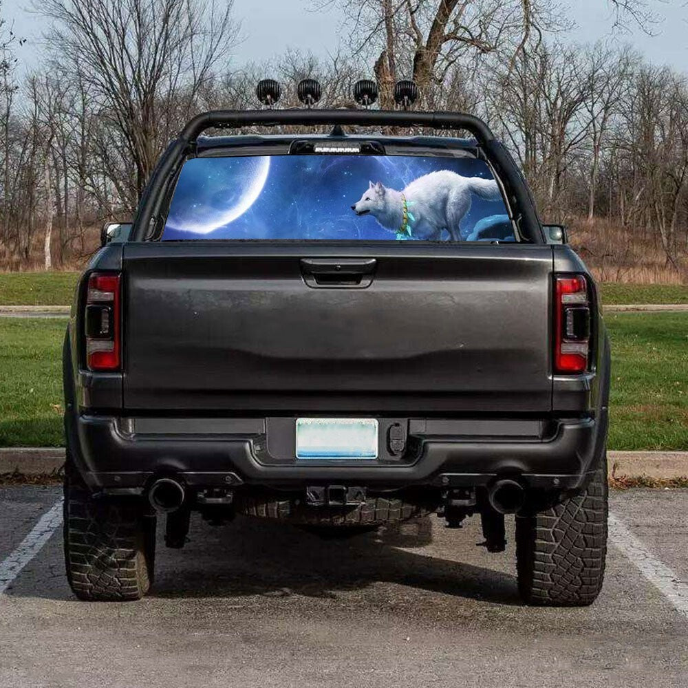 ya 1 7.8 Car Moon Wolf Perforated Rear Window Sticker for Trucks SUV Car Bumper Sticker f