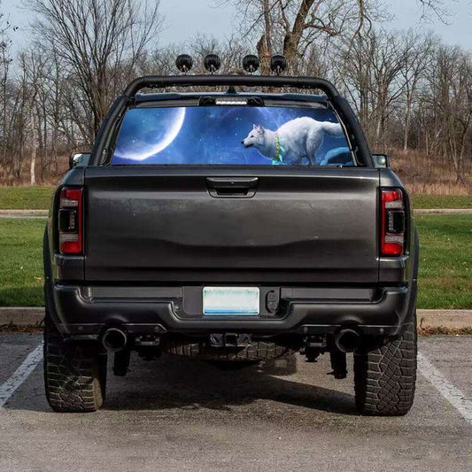 ya 1 7.8 Car Moon Wolf Perforated Rear Window Sticker for Trucks SUV Car Bumper Sticker f