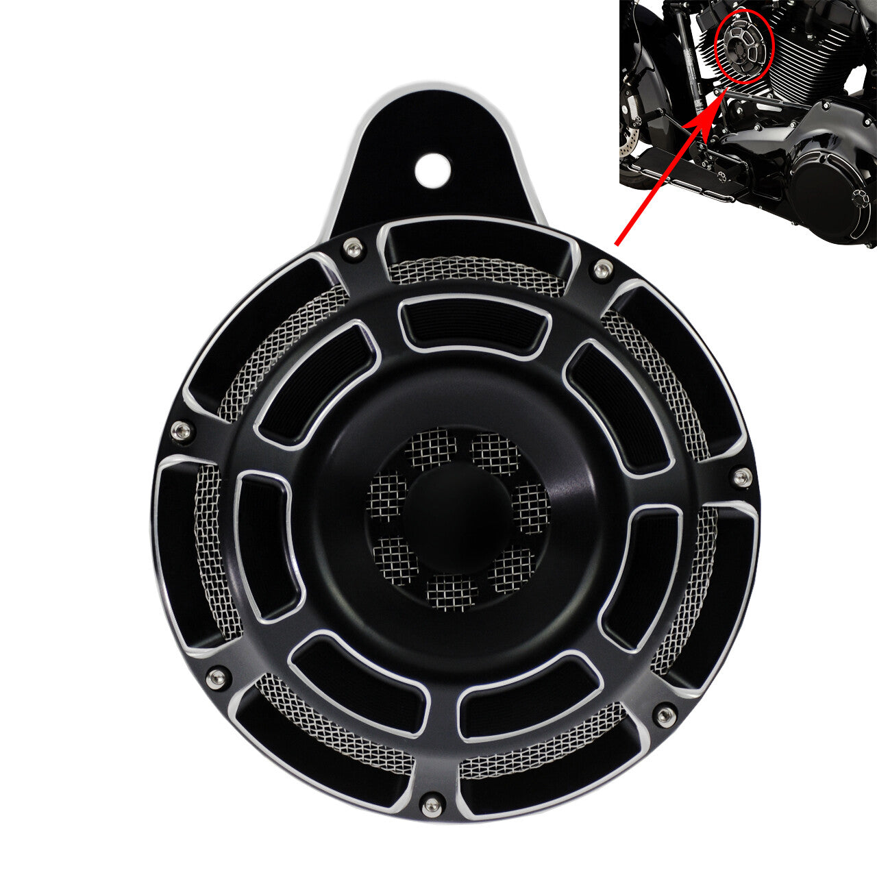 ya 5 8.7 Black CNC 110dB Horn Speaker Cover for Harley Big Twin Touring Electra Glide 91+