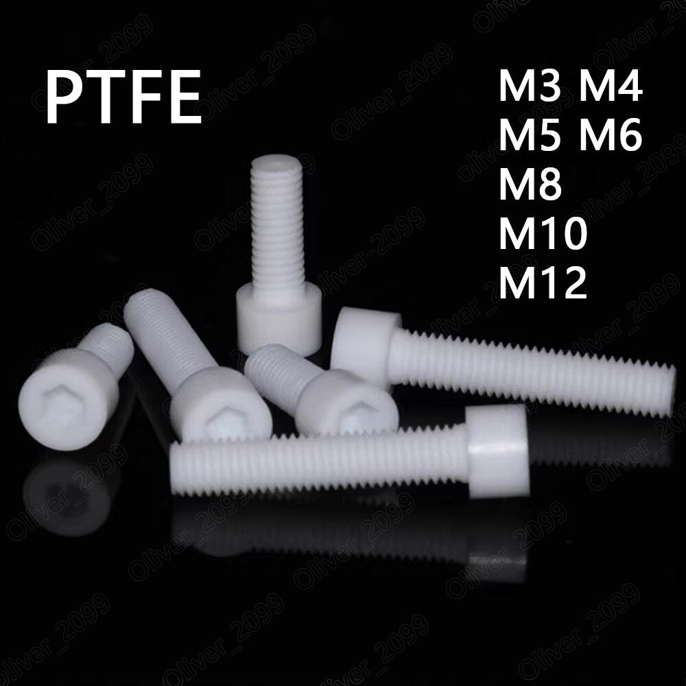 PTFE Plastic Hex Socket Bolts Cap Head Screws DIN912 M3/M4/M5/M6/M8/M10/M12