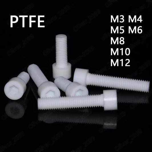 PTFE Plastic Hex Socket Bolts Cap Head Screws DIN912 M3/M4/M5/M6/M8/M10/M12