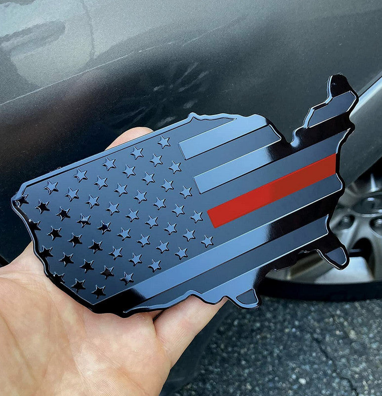 ya 1 8.5.1 Car Side Fender Trunk Badge Sticker American Flag Black Red for 