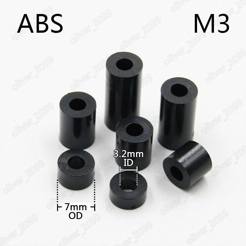M3 Black ABS Nylon Round Non-Thread Column Standoff Spacer Washer for PCB Board