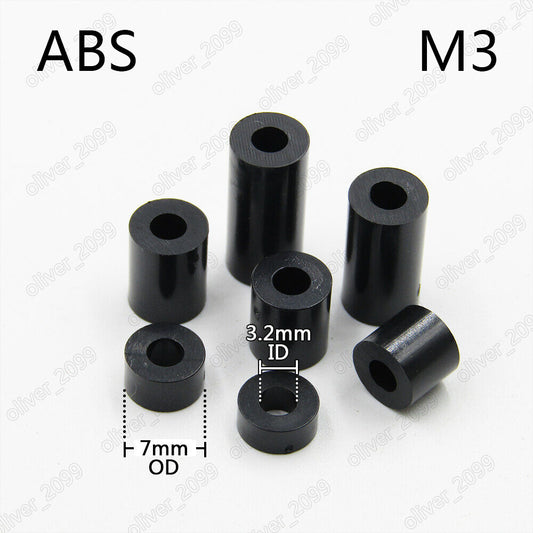 M3 Black ABS Nylon Round Non-Thread Column Standoff Spacer Washer for PCB Board