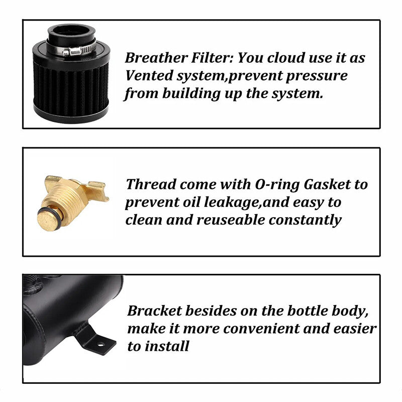 ya 1 8.5.4 10AN Oil Catch Can Reservoir Tank Breather Filter Baffled Kit Aluminum 10AN