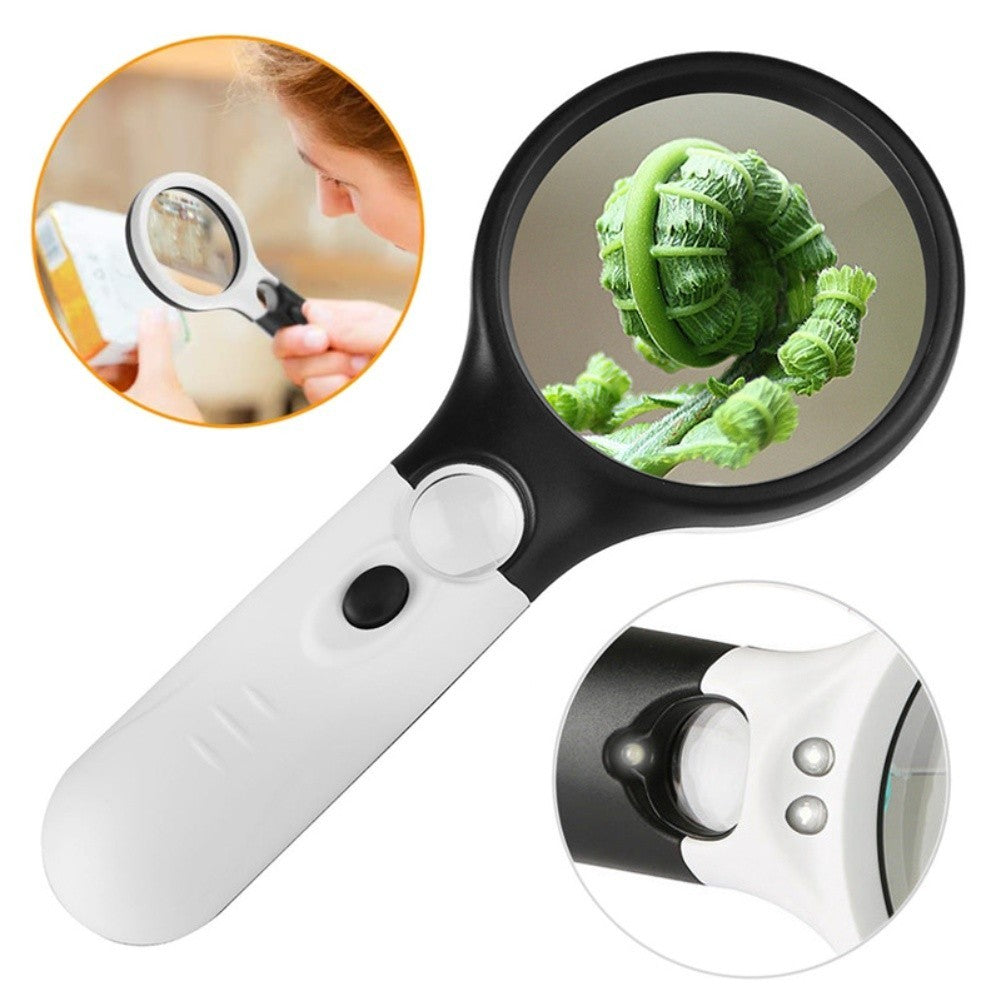 ya 14 LED Light Handheld Magnifying Glass 45X and 3X Lenses for Hobby and Repair Use