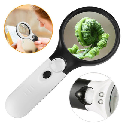 ya 14 LED Light Handheld Magnifying Glass 45X and 3X Lenses for Hobby and Repair Use