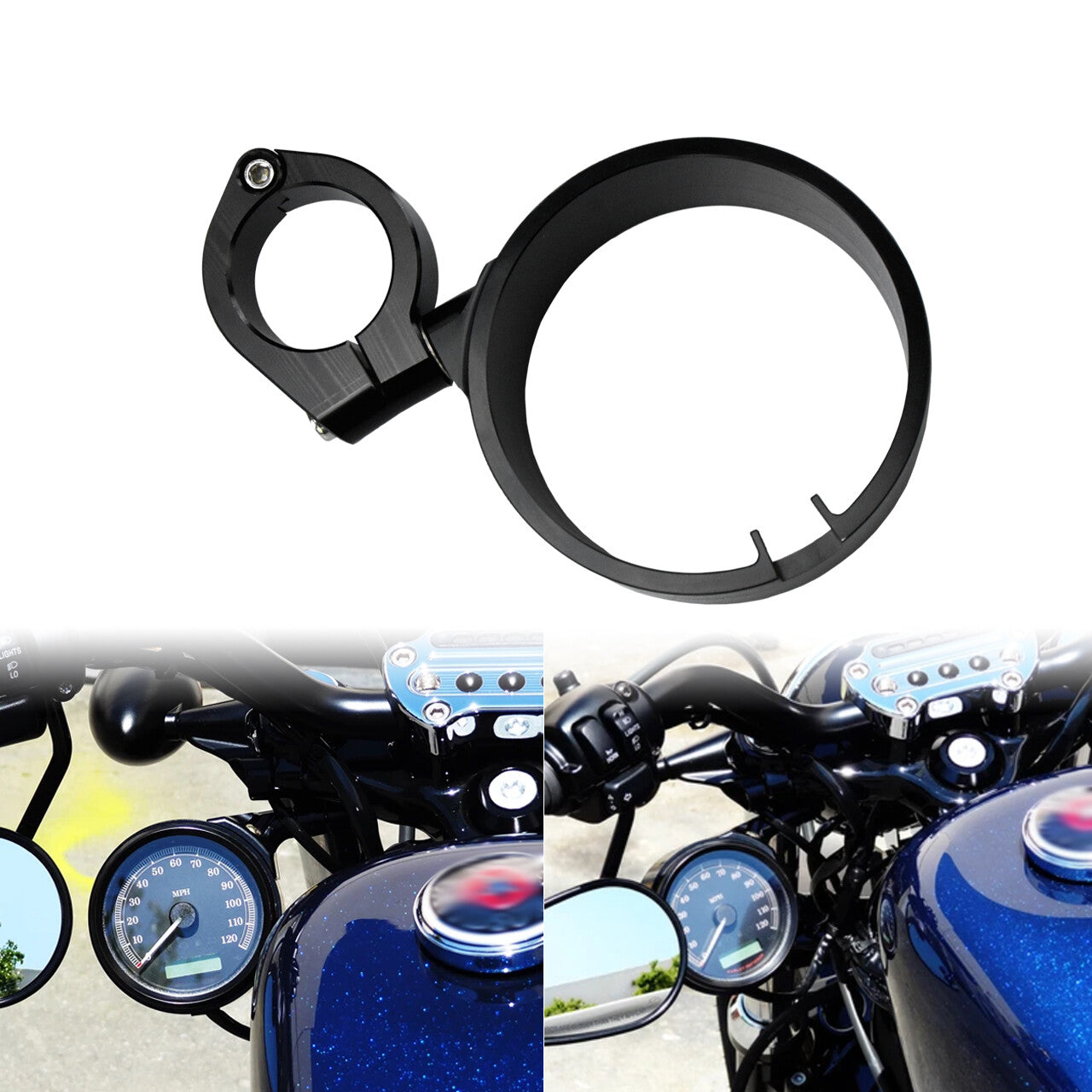 ya 2 6.29 Black Side Speedometer Relocation Mount Bracket Kit for Harley Dyna Sportster