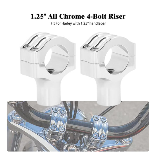 ya 2 6.30 Aluminum Chrome Handlebars Riser Clamp Fit for Harley 1.25 Handlebars Models
