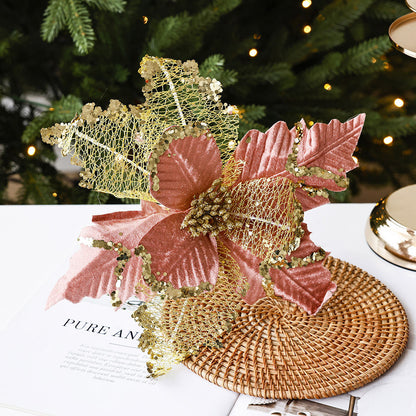 ya 25 Pink Net Velvet Flower Decoration for Holiday Trees and Wreaths
