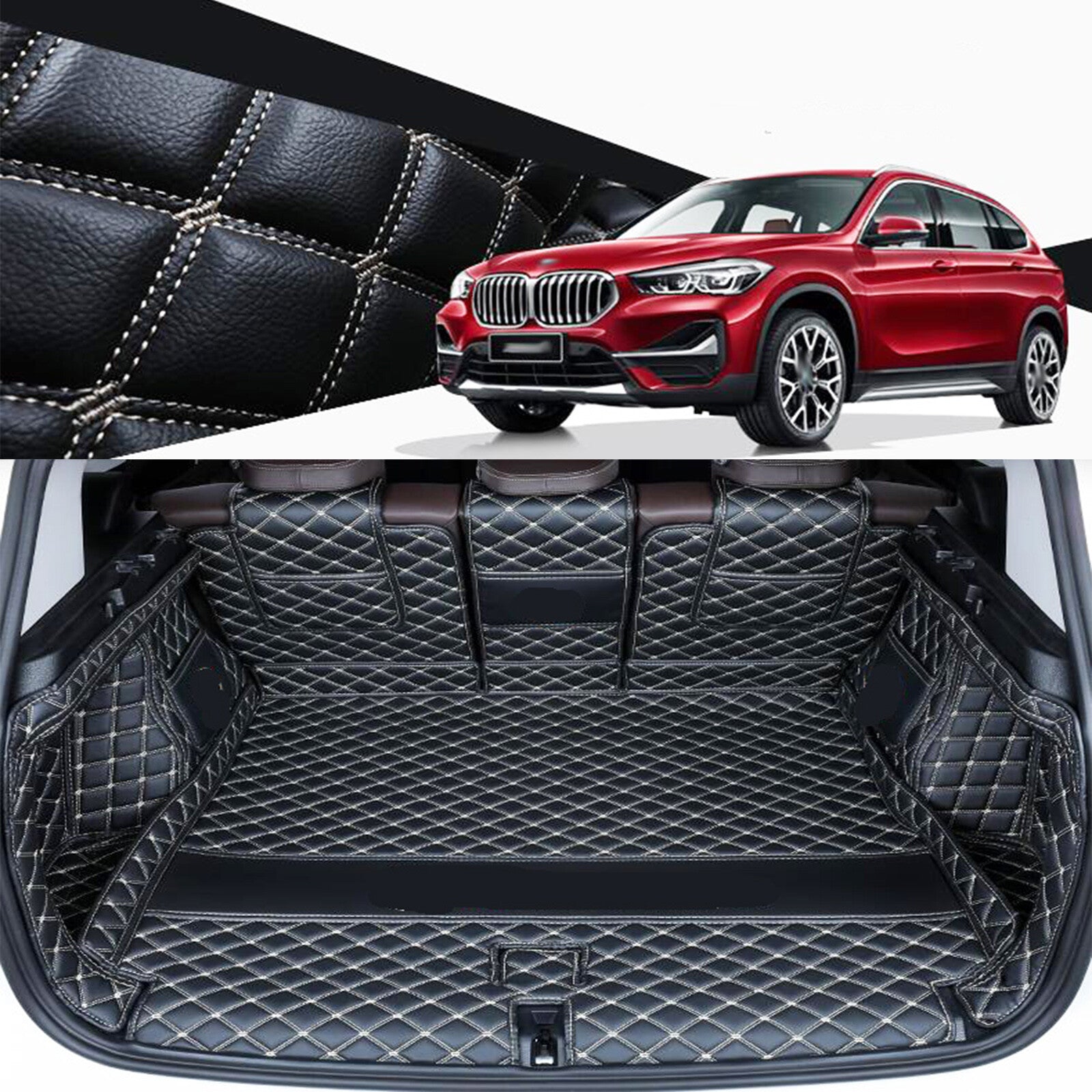 ya 7 6.10.3 Full encirclement Boot Cargo Liner Tray Rear Trunk Floor Mat for BMW X1 2016-21