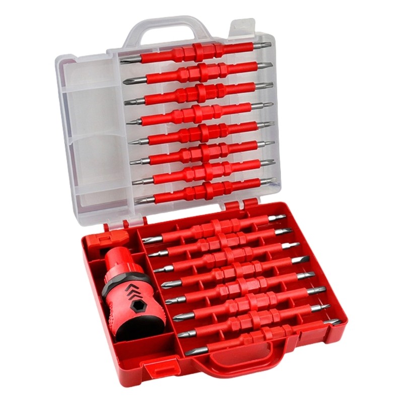 ya 26 34Pc Heavy Duty Ratchet Screwdriver Interchangeable Heads Triples Gear Mechanism