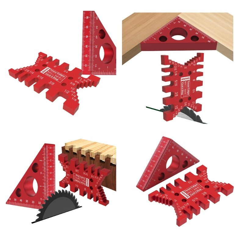 ya 26 Woodworking Tools Card Gauge Dovetail Jig Tenon Caliper with Triangle Ruler