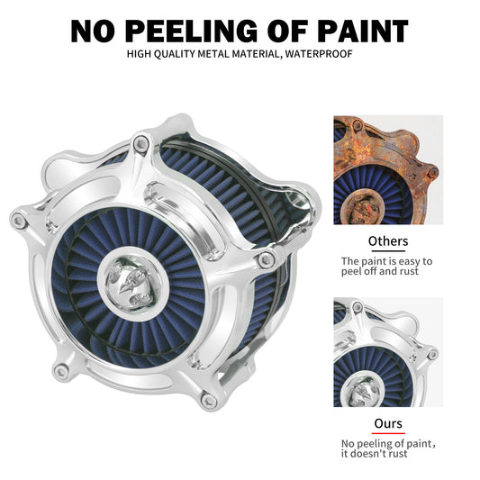 ya 8 5.26 Chrome Air Cleaner Blue Intake Filter Fit for Harley M8 Softail 19 Touring 17-20