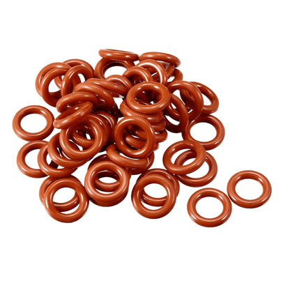 ya 5 8.7 Silicone O-Ring 10mmx6mmx2mm VMQ Seal Rings Sealing Gasket Red 50Pc