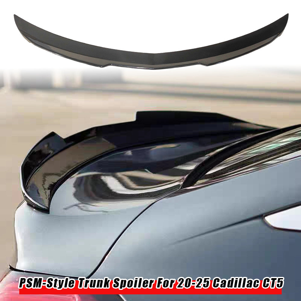ya 3 6.25.3 FOR 2020-25 for Cadillac CT5 PSM STYLE HIGHKICK DUCKBILL GLOSS BLACK TRUNK SPOILER