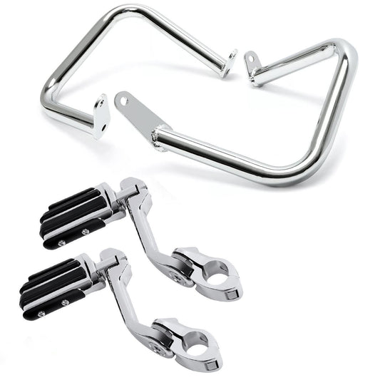 ya 2 6.30 KUAFU for Yamaha V-Star 400 650 XVS650 Engine Guard Crash Bar +Highway Foot Pegs