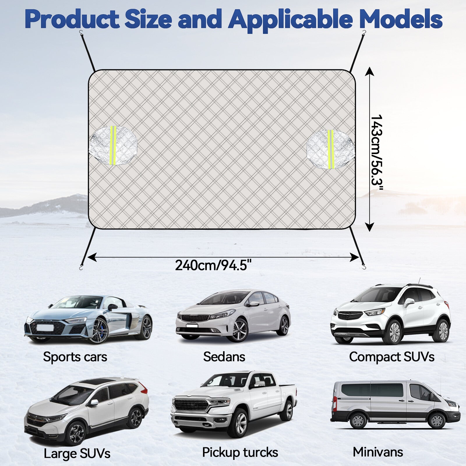ya 5 8.7 Windshield Cover Large Cover Car Windshield Cover Winter Frost Protection!