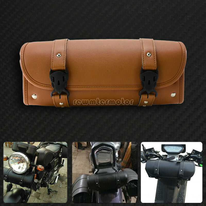 ya 11 6.5 PU Motorcycle Side Pouch Handlebar Saddlebags Tool Bag Fit for Harley Yamaha