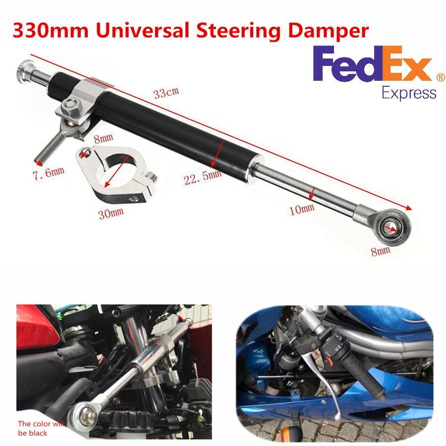 ya 1 7.13 1PCS Motorcycle Universal Aluminum Steering Damper Stabilizer Linear 330mm New