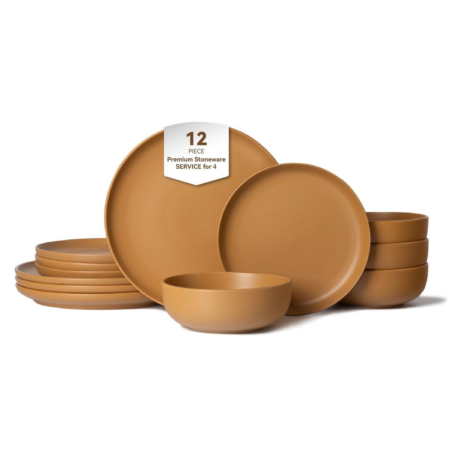ya 28 Matte Glaze 12-Pc Stoneware Dinner Set for 4 | Microwave & Dishwasher Safe