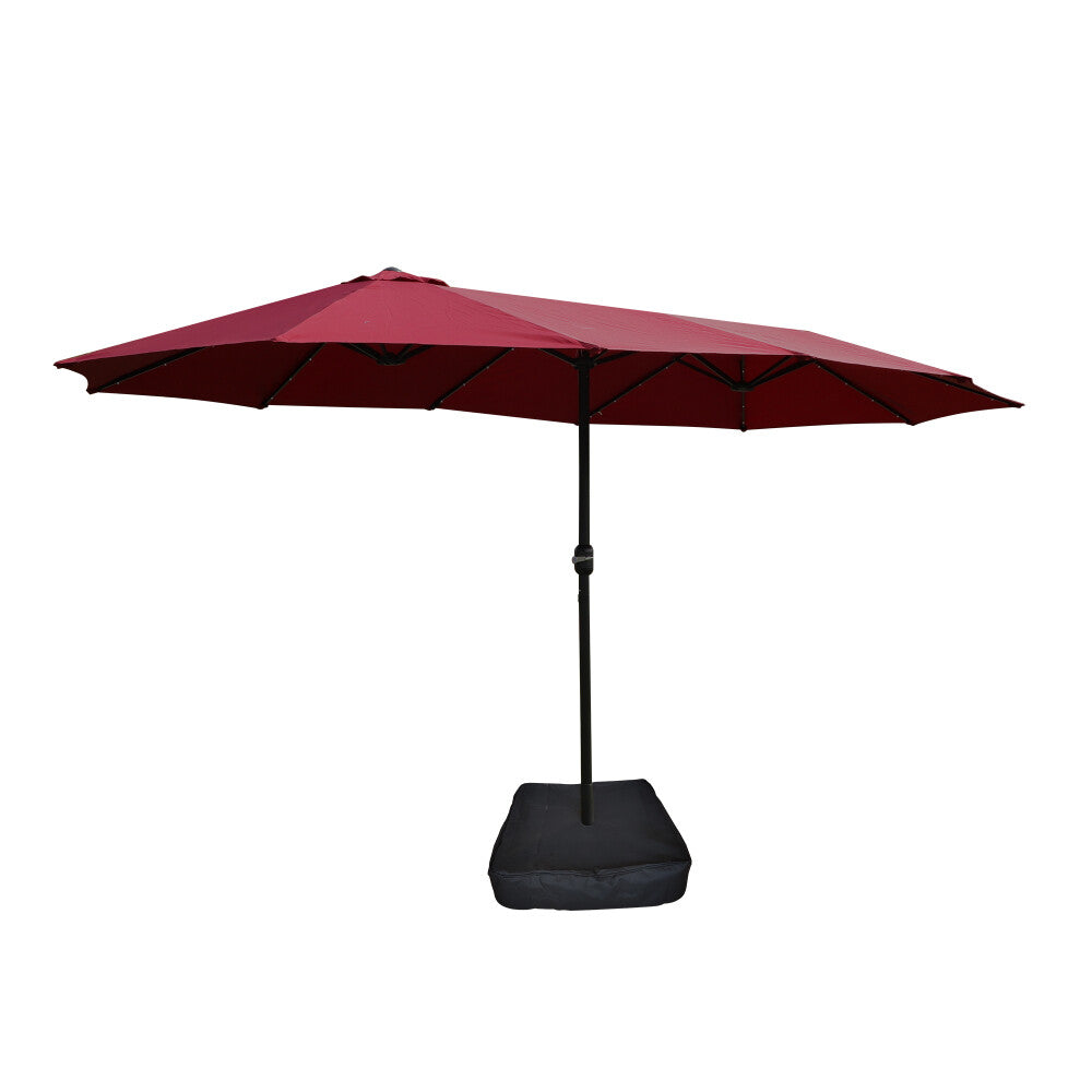 ya 15 10.20 15x9ft w/Light&Base Double-Sided Rectangular Patio Market Umbrella