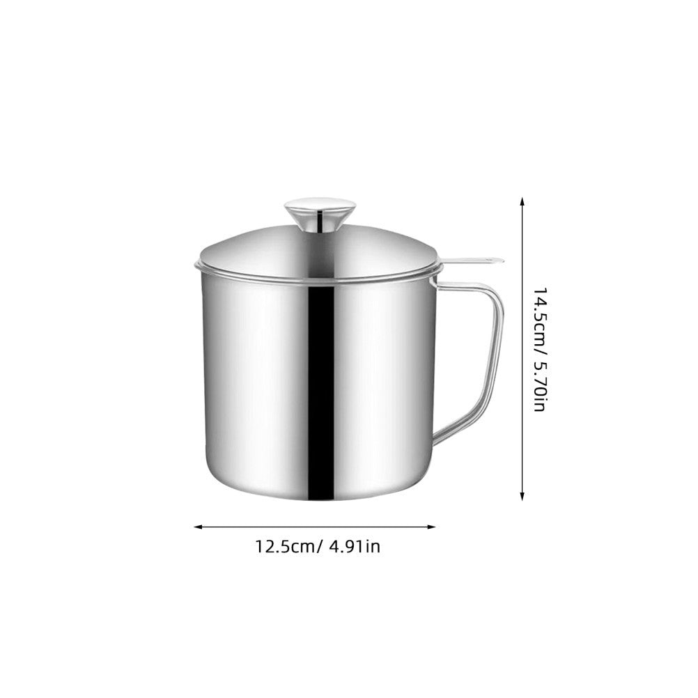 ya 26 Stainless Mesh Strainer Bacon Grease Container Steel Oil Filter Pot