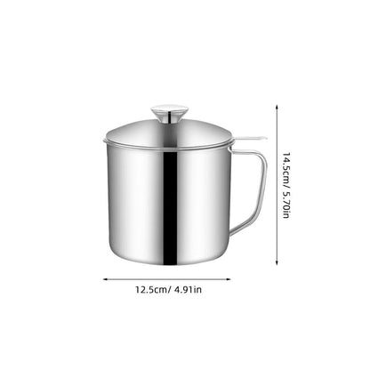ya 26 Stainless Mesh Strainer Bacon Grease Container Steel Oil Filter Pot