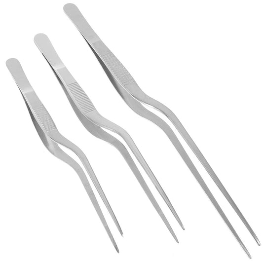 ya 26 3PCS Stainless Steel Tweezers Food Tweezers Metal Food Tongs Fish Bone Tweezers