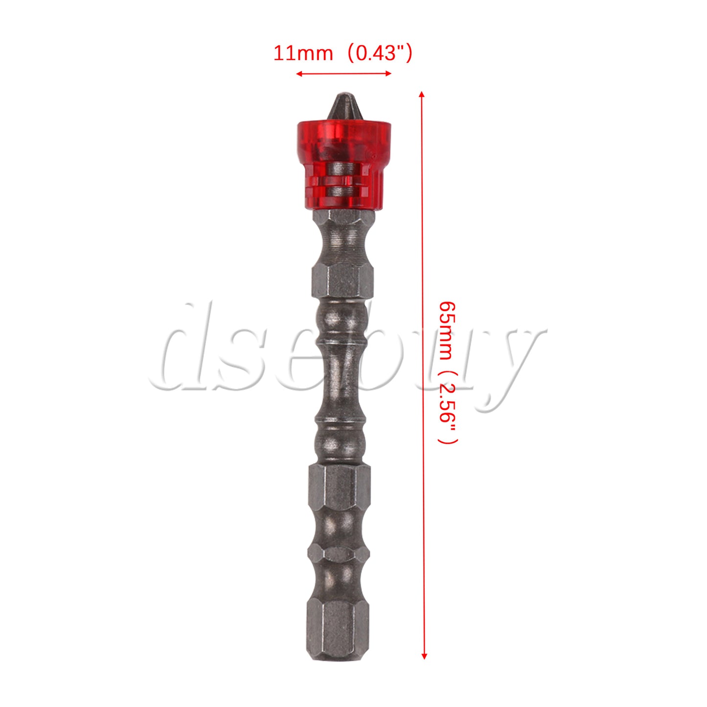 ya 26 2PCS Magnetic Collar Design Screwdriver Bits 1/4 Hex Shank S2 Chrome Steel Red