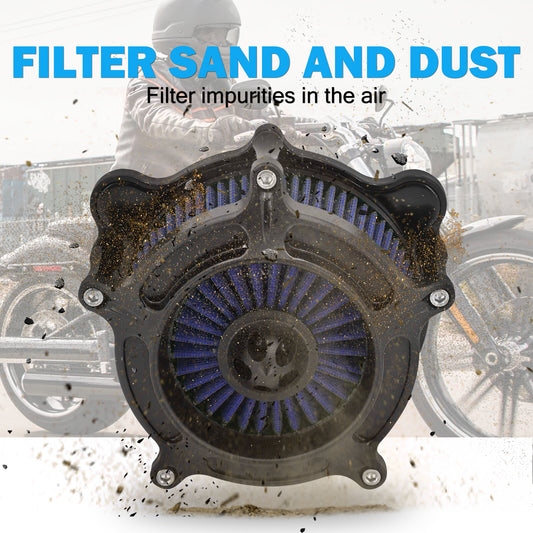 ya 8 5.26 Matte Black Air Cleaner Blue Intake Filter Fit for Harley Touring 08-16 Softail