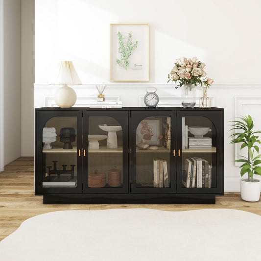 ya 28 Black Storage Cabinet with Acrylic Door for Living Room, Dining Room, Study