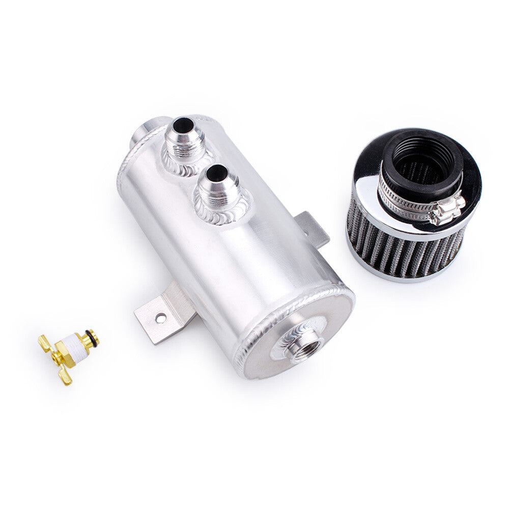 ya 27 6.21 Aluminum Oil Catch Can Reservoir Tank W/ Breather Filter Baffled Polished