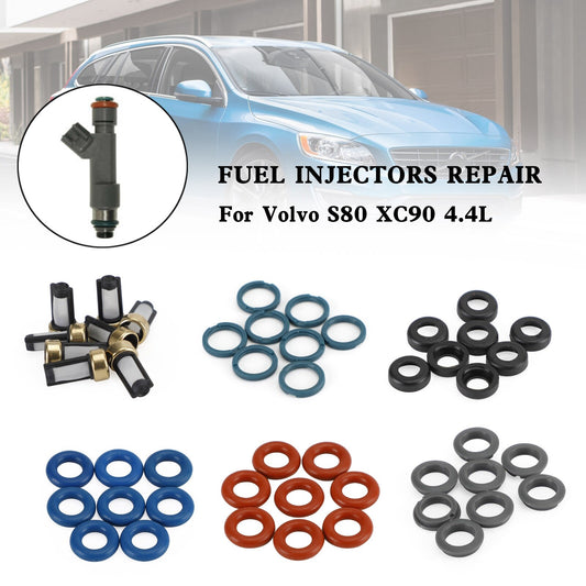 ya 1 8.5.2 8PCS Fuel Injectors Repair Seal Kit Filter Cap FJ1073 for Volvo S80 XC90 4.4L#4