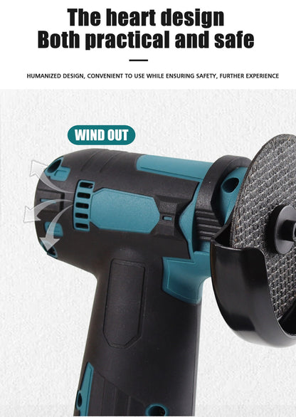 ya 17 BLUE EU 12V Cordless Brush Angle Grinder Kit Ginding Disc 3 Inch/75mm