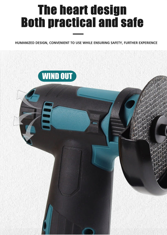 ya 17 BLUE EU 12V Cordless Brush Angle Grinder Kit Ginding Disc 3 Inch/75mm