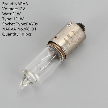 ya 1 8.12 baidi 10x For NARVA 68191 Car Auxiliary Bulbs H21W 12V21W BAY9s
