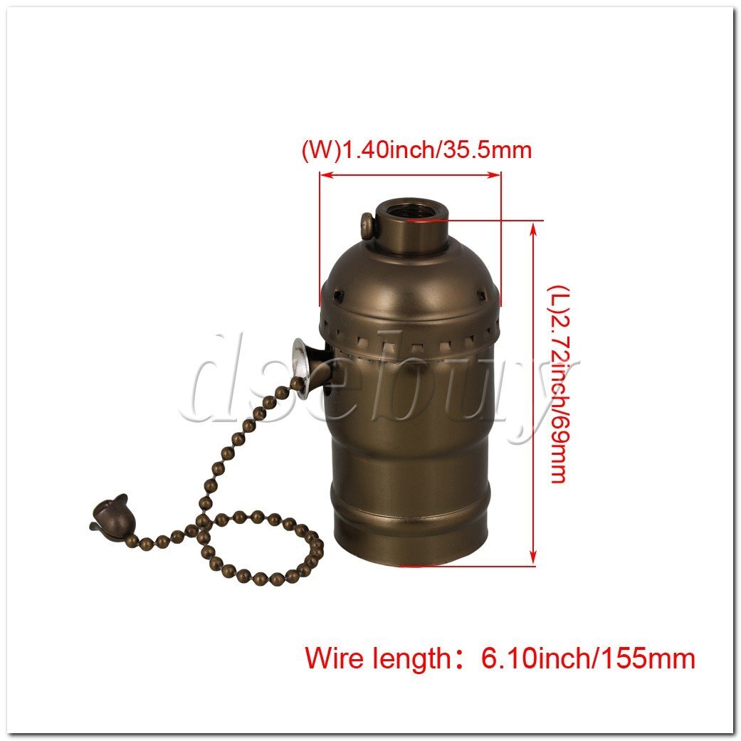 ya 14 AC110-2 Vintage Aluminum Chain Lamp Holder Suitable for E27 Bulb Bronze