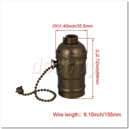 ya 14 AC110-2 Vintage Aluminum Chain Lamp Holder Suitable for E27 Bulb Bronze