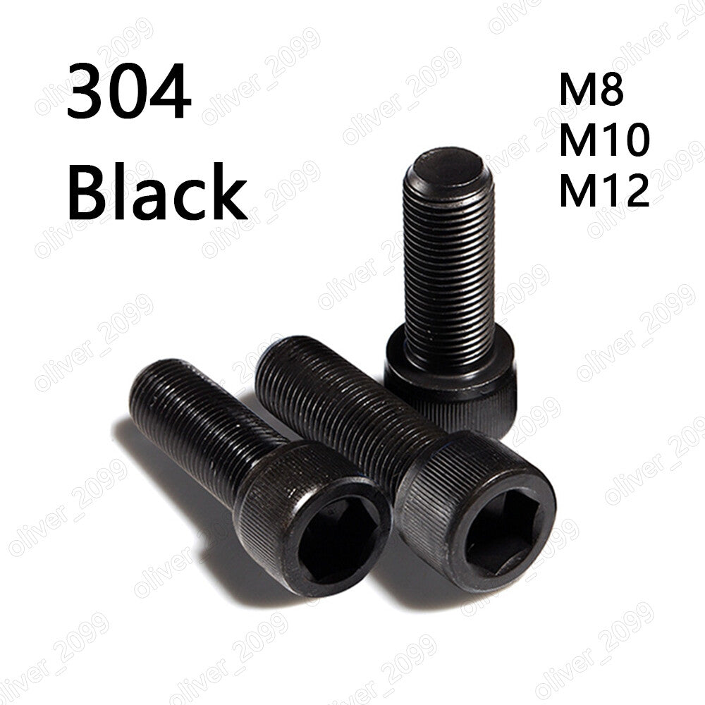 Black 304 Stainless Steel Hex Socket Bolts Cap Head Screws M8 M10 M12