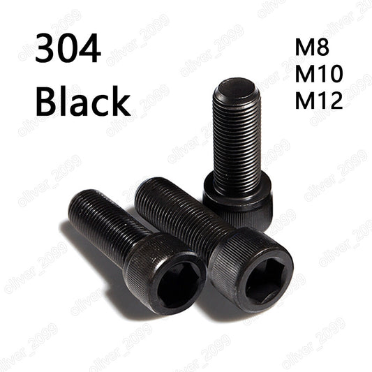 Black 304 Stainless Steel Hex Socket Bolts Cap Head Screws M8 M10 M12