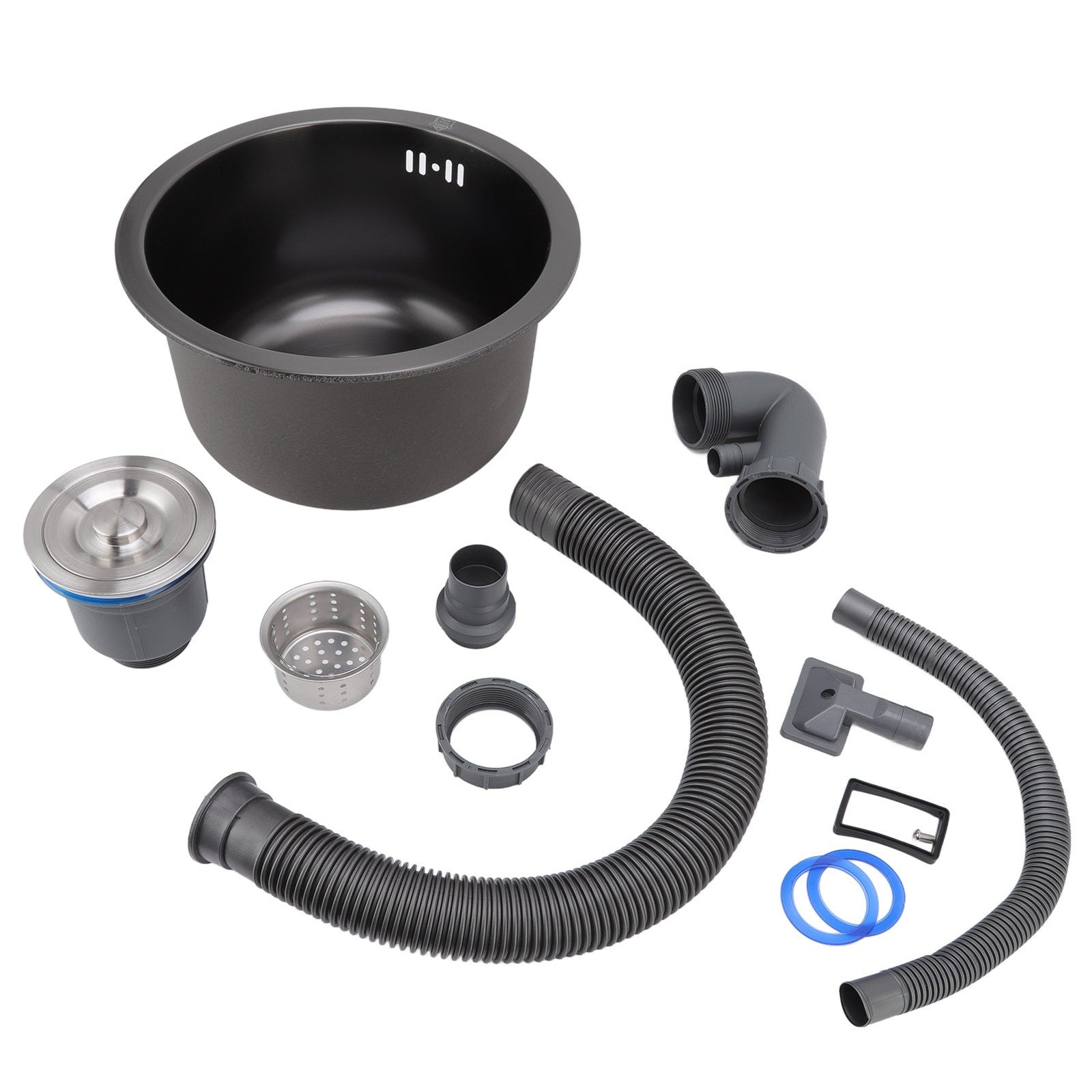 ya 14 Black Round Kitchen Sink Bar Stainless Steel Basin Single Bowl With